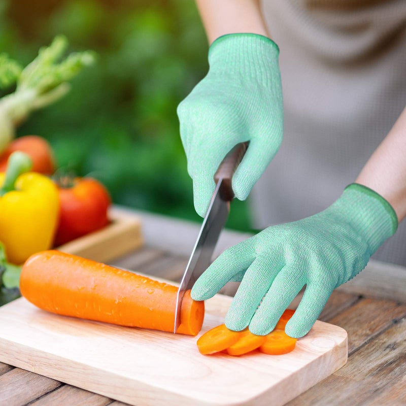 Evridwear Cut Resistant Gloves Food Grade Level 5 Kitchen Safety Protection (Medium, Green) - Image 2